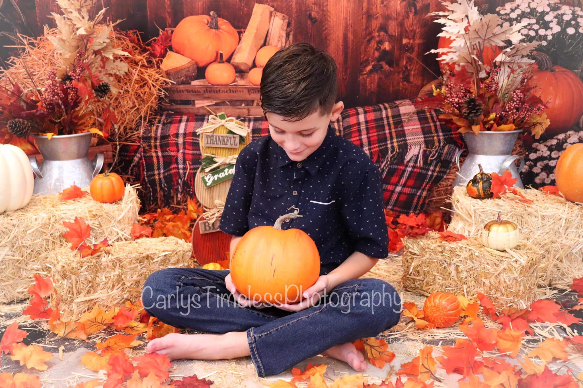 Kate Fall Pumpkin Straw Wood Daisy for Pictures - Kate Backdrop AU