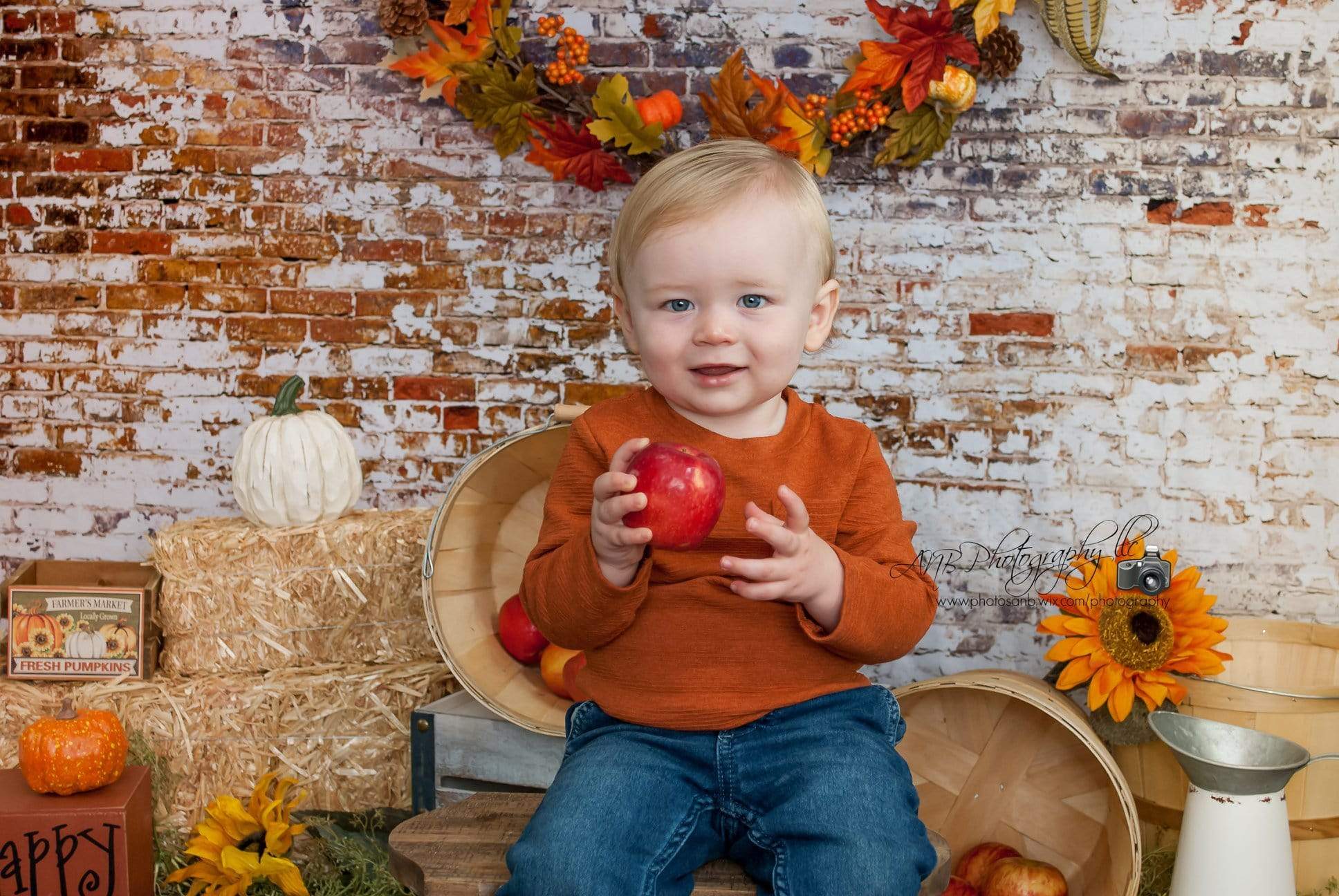 Kate Crumbling White and Red Brick Wall Backdrops Designed by Arica Kirby - Kate Backdrop AU