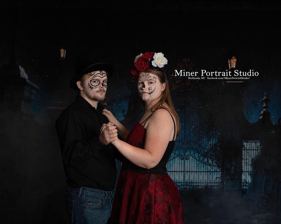 Kate Halloween Night Scene Grave Backdrop Light Photo Background - Kate Backdrop AU