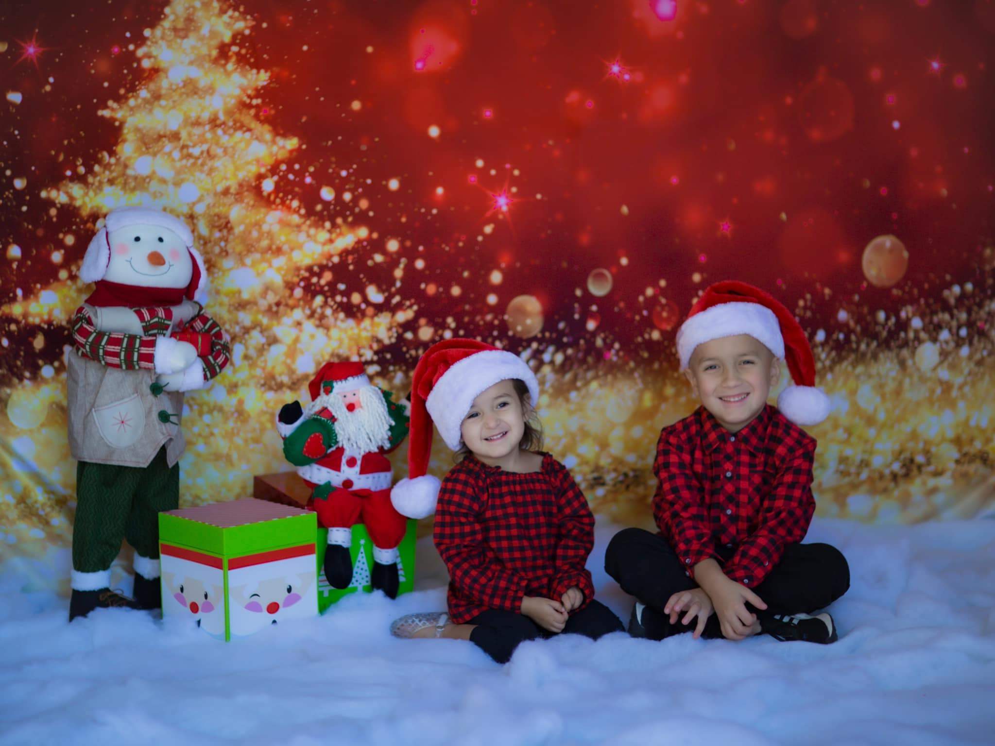 Kate Christmas Festival Party Photography Red Backdrop Golden Glittering Tree - Kate Backdrop AU
