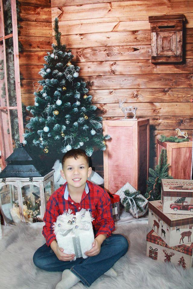 Kate Wood Wall And Christmas Tree With Decorations for Photography - Kate Backdrop AU