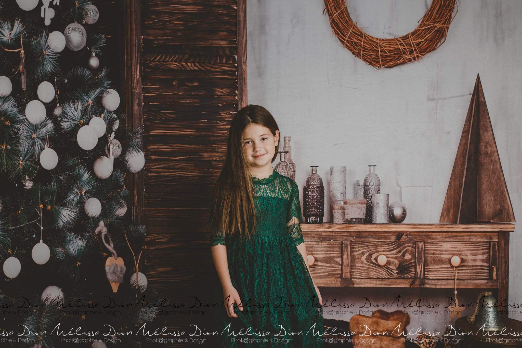 Kate Christmas Tree And Wood Table Decoration for Photography - Kate Backdrop AU