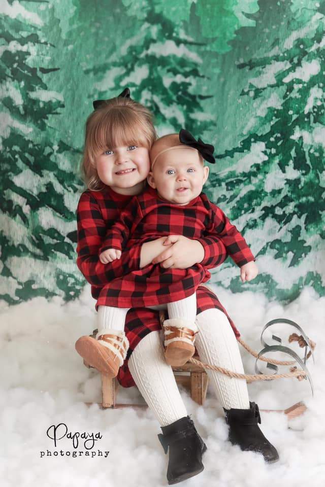 Kate Christmas Green Pine Trees Snow Farm Backdrop Designed By Jerry_Sina - Kate Backdrop AU