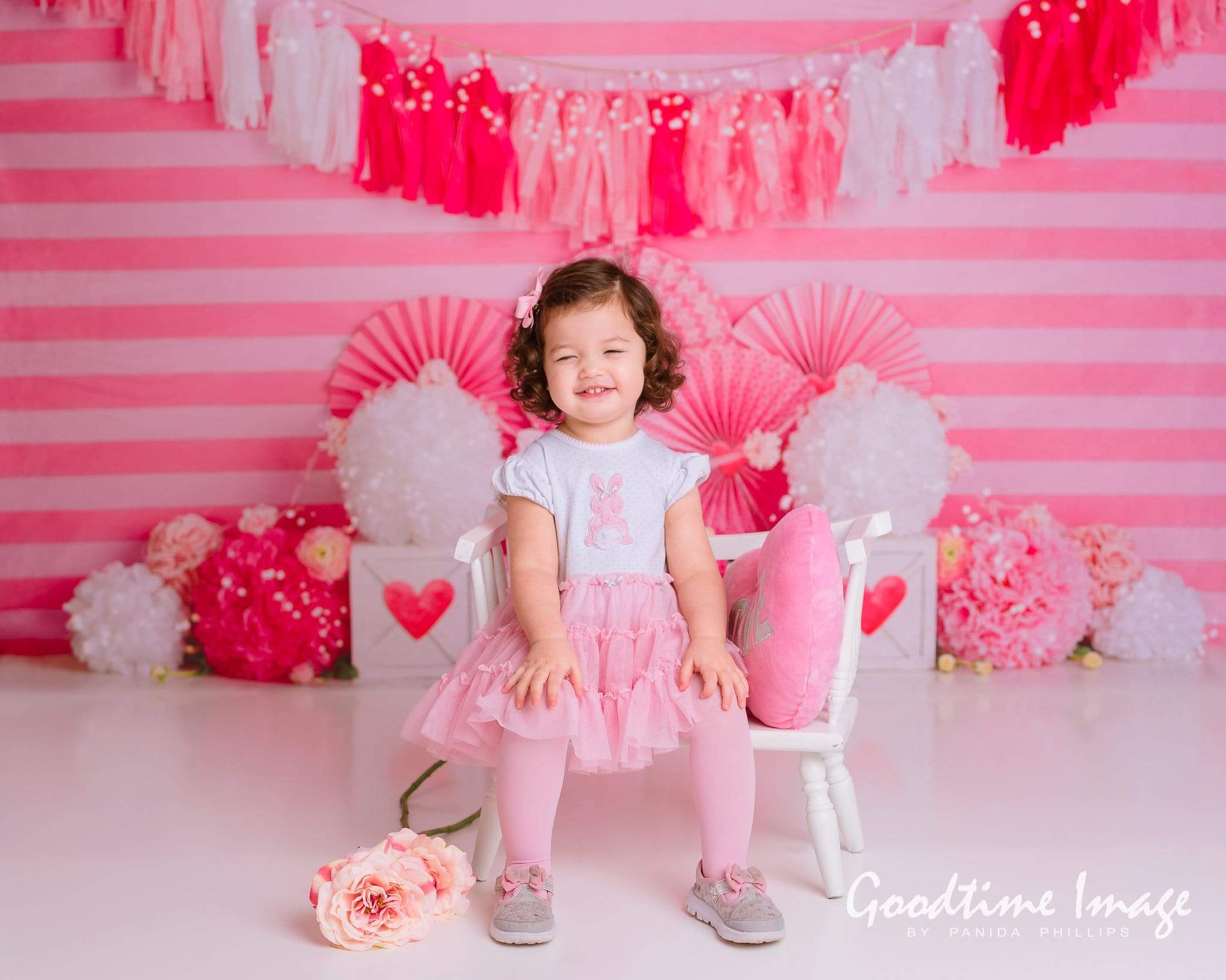 Kate Valentine's Day with Hearts and Stripes Backdrop Designed By Mandy Ringe Photography - Kate Backdrop AU