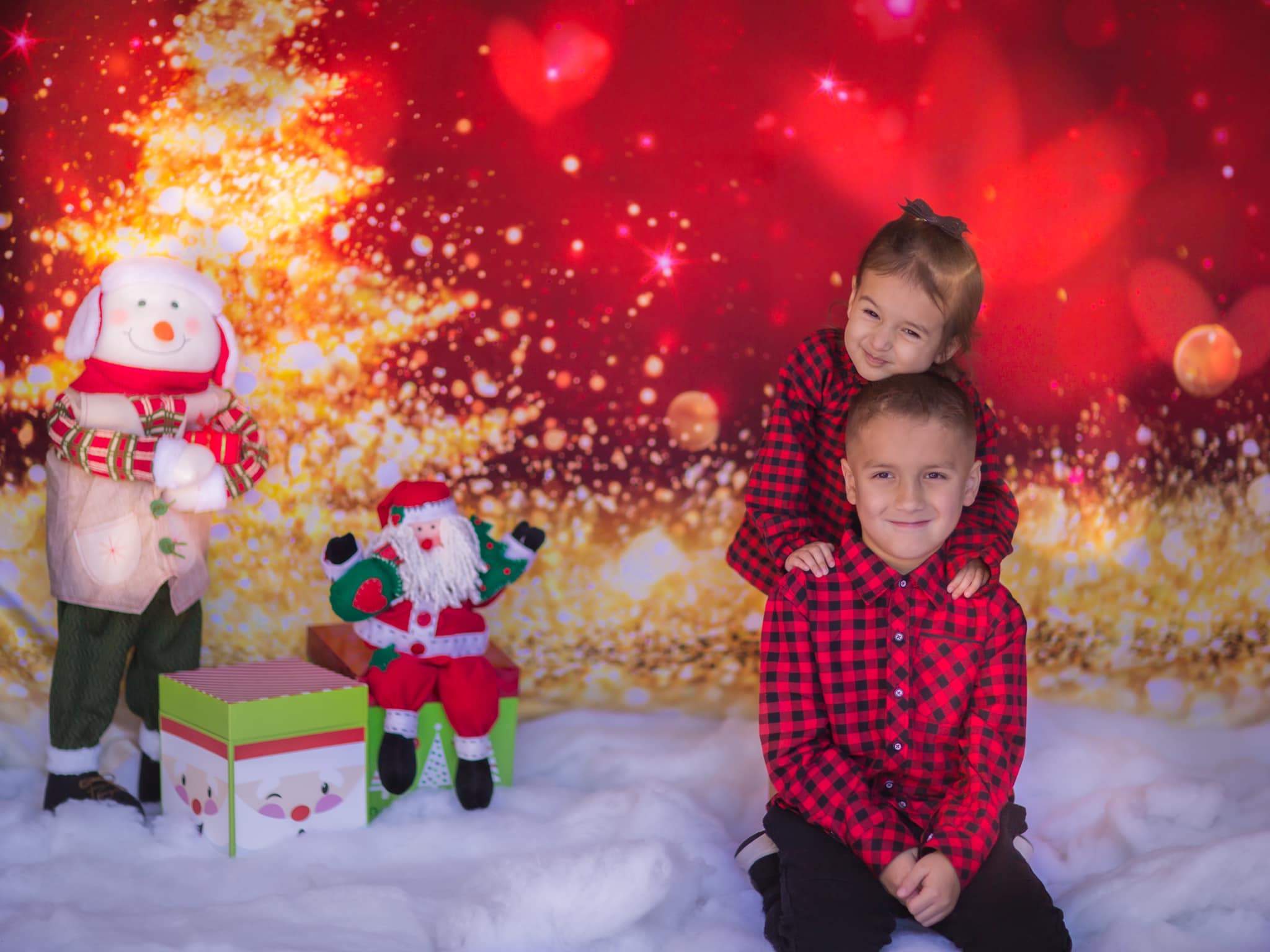 Kate Christmas Festival Party Photography Red Backdrop Golden Glittering Tree - Kate Backdrop AU