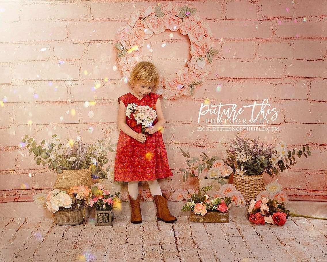 Kate Pink Brick Wall Spring Floral Backdrop Designed by Jia Chan Photography - Kate Backdrop AU