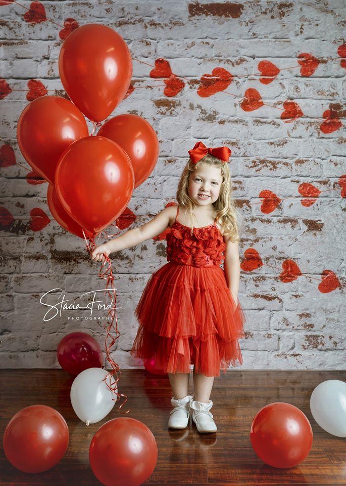 Kate white brick wall with red hearts Valentine's Day Backdrop for Photography designed by Jerry_Sina - Kate Backdrop AU