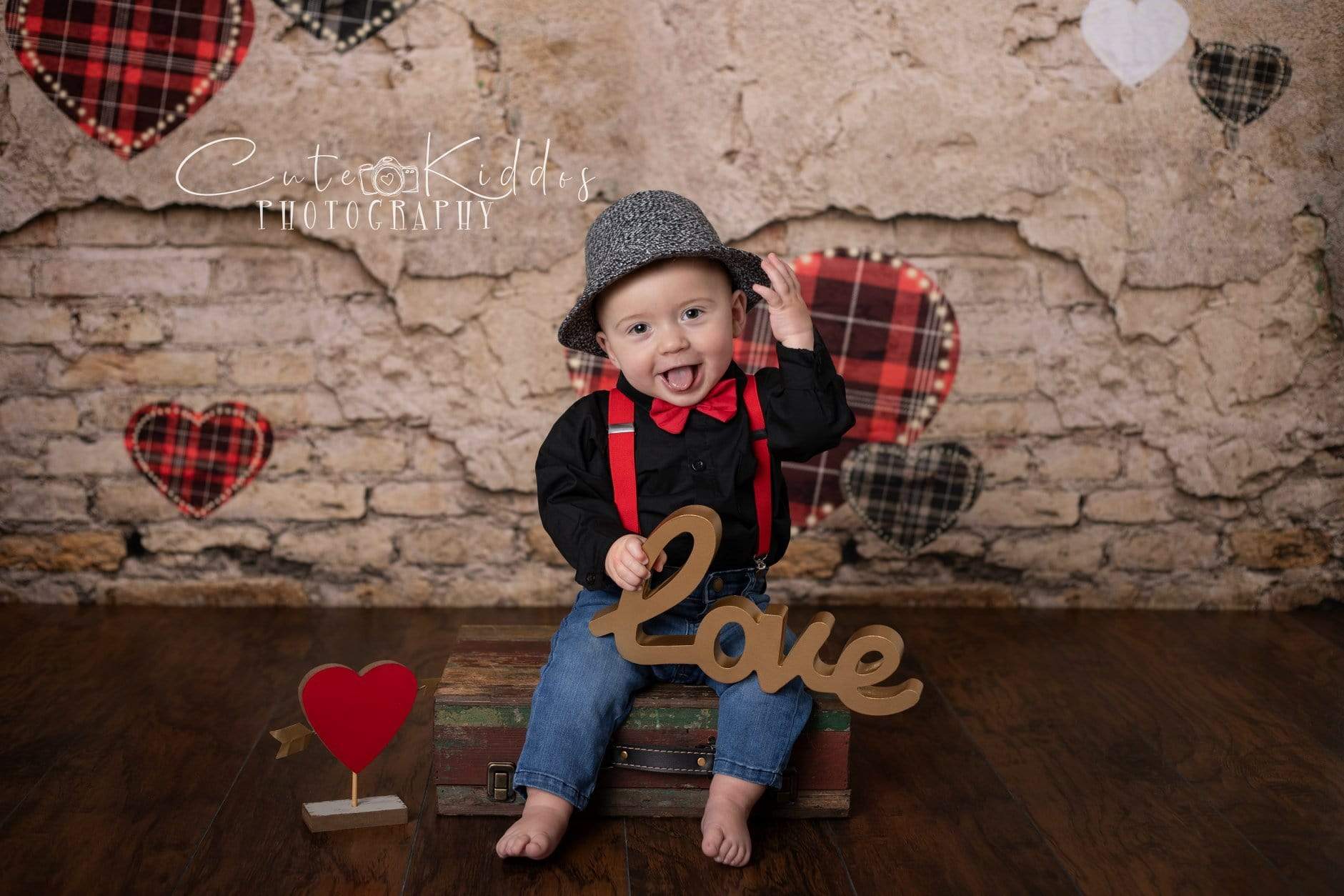 Kate Valentine's Day Love Heart Damaged Wall Backdrop for Photography Designed by JFCC - Kate Backdrop AU