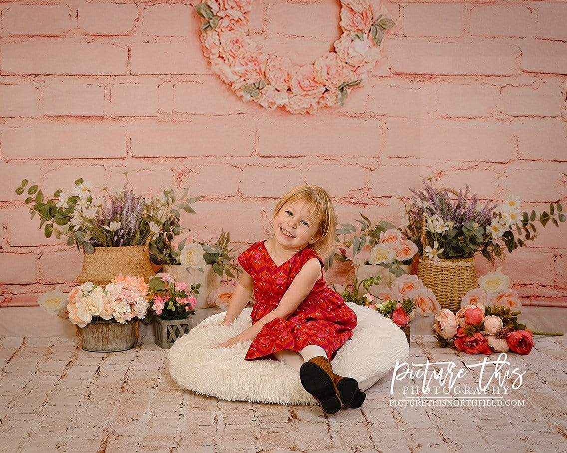 Kate Pink Brick Wall Spring Floral Backdrop Designed by Jia Chan Photography - Kate Backdrop AU