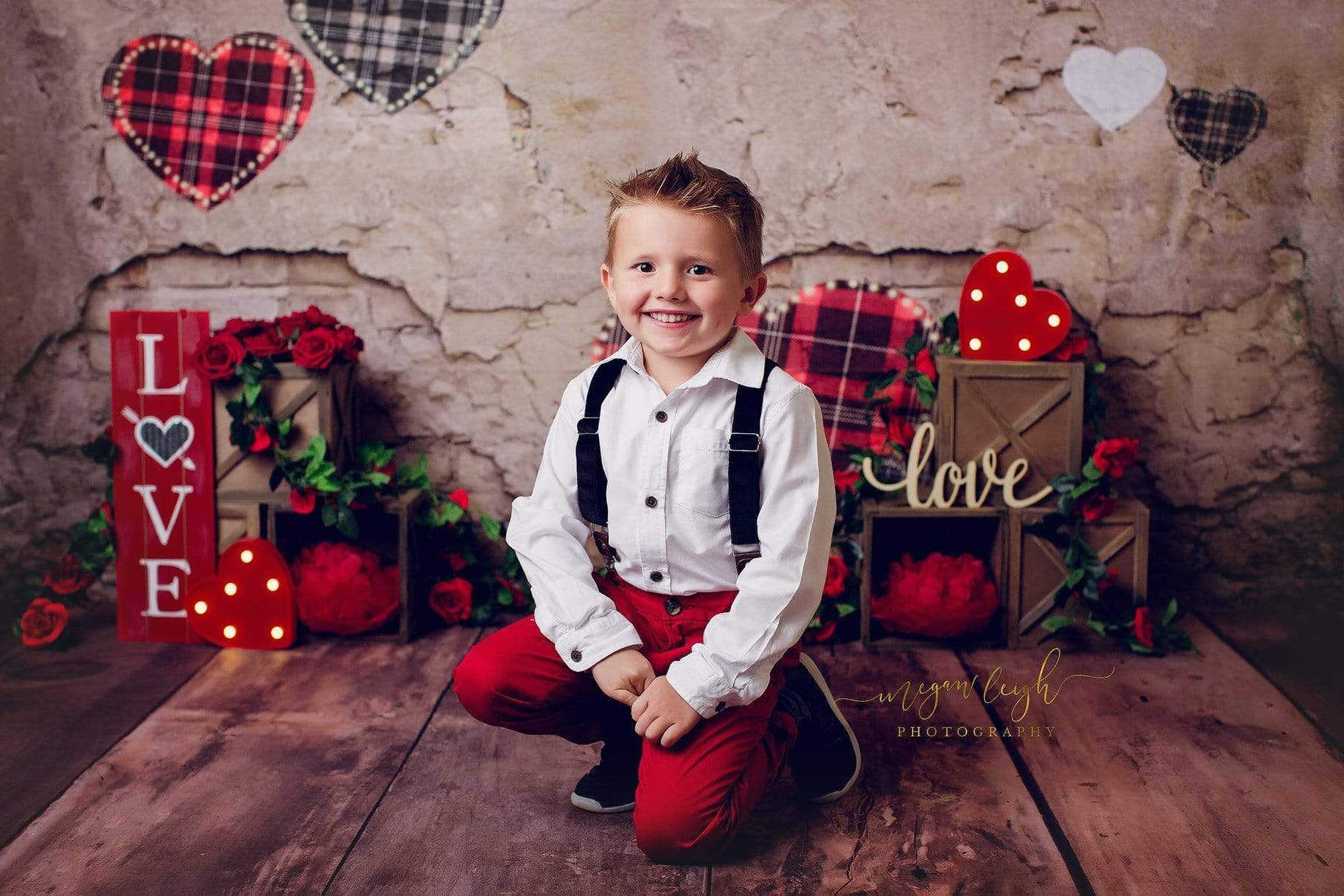 Kate Valentine's Day Love Heart Damaged Wall Backdrop for Photography Designed by JFCC - Kate Backdrop AU
