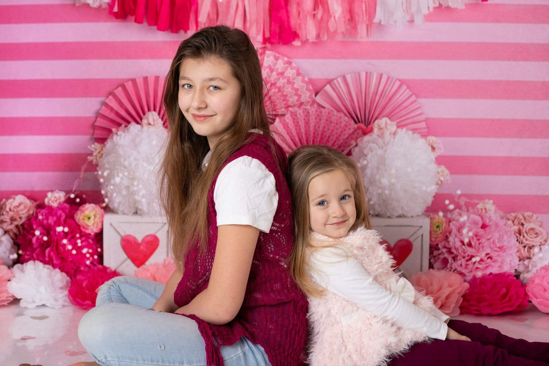 Kate Valentine's Day with Hearts and Stripes Backdrop Designed By Mandy Ringe Photography - Kate Backdrop AU