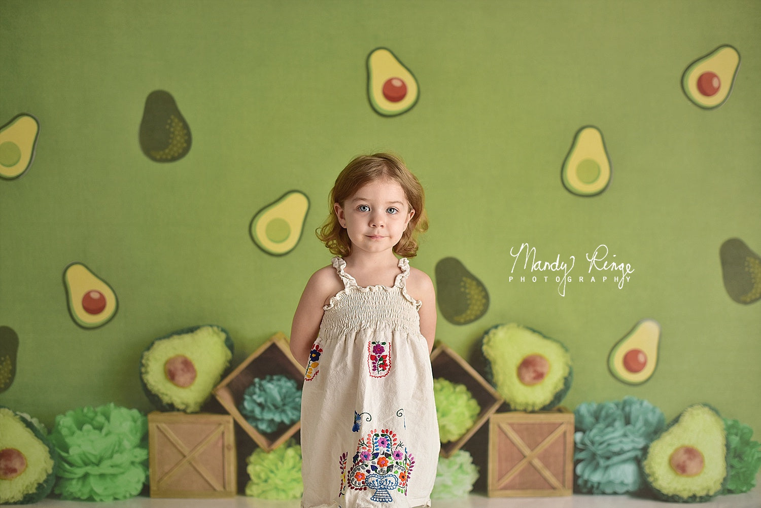 Green Avocado Party Children Summer Backdrop