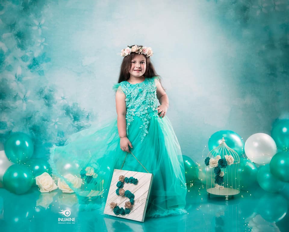 Kate Fine Art Watercolors Blue Flowers Abstract Backdrop designed by Veronika Gant - Kate Backdrop AU