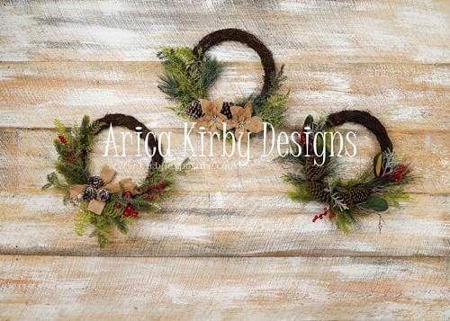Kate White Washed Wall Christmas Wreath Backdrop Designed By Arica Kirby - Kate Backdrop AU