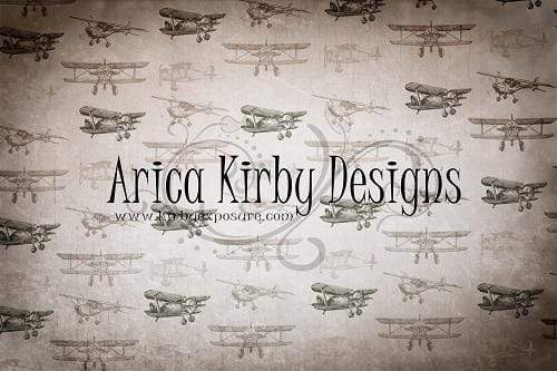 Kate Vintage Planes Brown Tone Children Backdrop Designed By Arica Kirby - Kate Backdrop AU