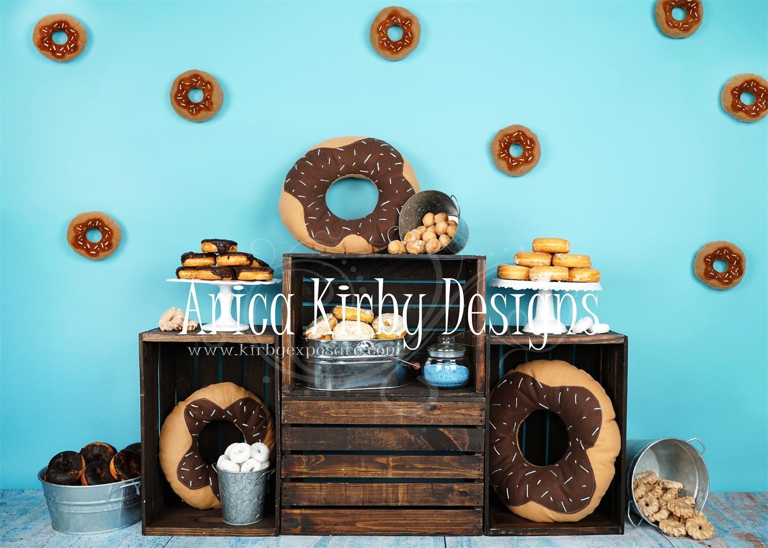 Kate Birthday Blue Donut Backdrops Designed by Arica Kirby - Kate Backdrop AU