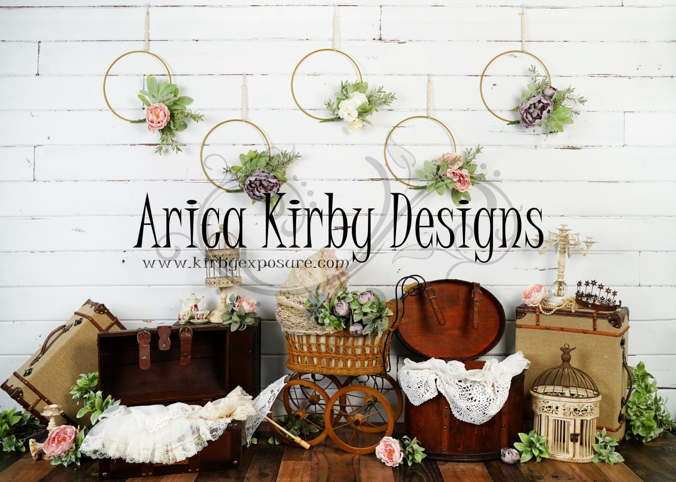 Kate Florals White Wall Backdrop Designed by Arica Kirby - Kate Backdrop AU