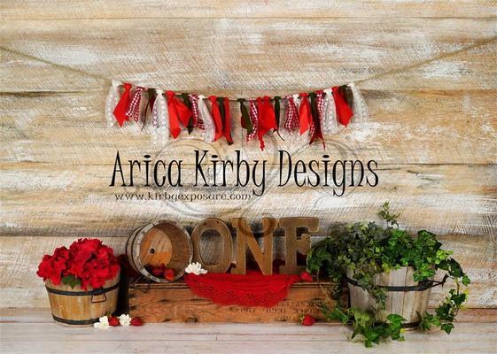 Kate Simple Strawberry ONE Birthday Backdrops Designed by Arica Kirby - Kate Backdrop AU