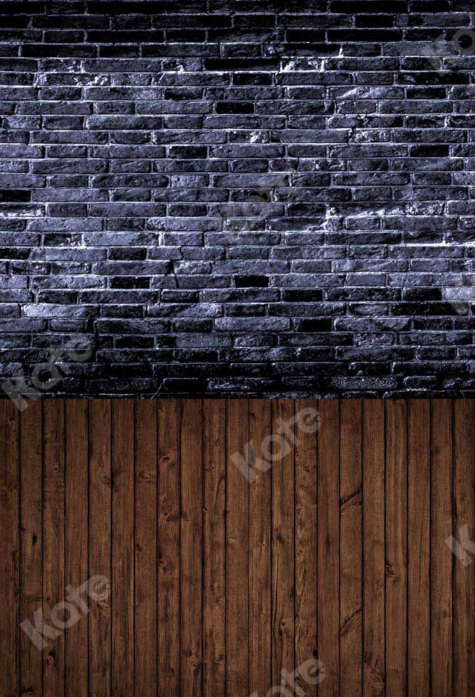 Kate Black Brick Wall Backdrop Plank Stitching Designed by Chain Photography - Kate Backdrop AU