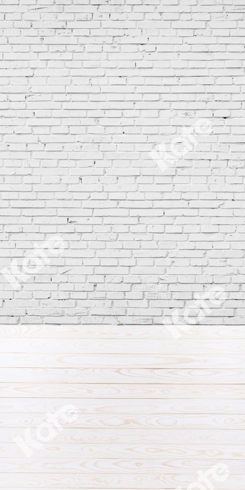 Kate White Brick Wall Backdrop Wood Grain Stitching Designed by Chain Photography - Kate Backdrop AU