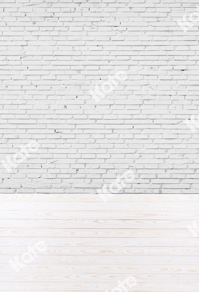 Kate White Brick Wall Backdrop Wood Grain Stitching Designed by Chain Photography - Kate Backdrop AU