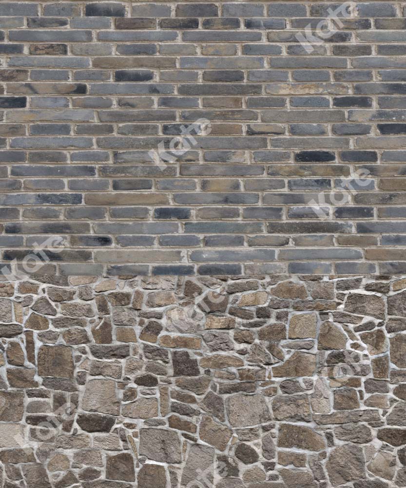 Kate Grey Brick Wall Backdrop Stone Frame Texture Splicing Designed by Chain Photography - Kate Backdrop AU
