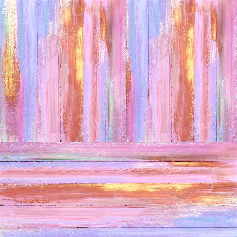 Kate Watercolour Texture Backdrop Stitching Pink Purple Wooden Board for Photography - Kate Backdrop AU