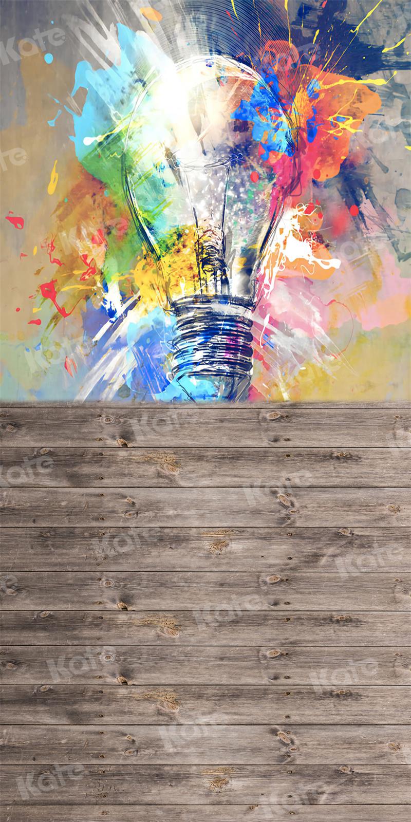 Kate Graffiti Backdrop Light Bulb Wood Grain for Photography - Kate Backdrop AU