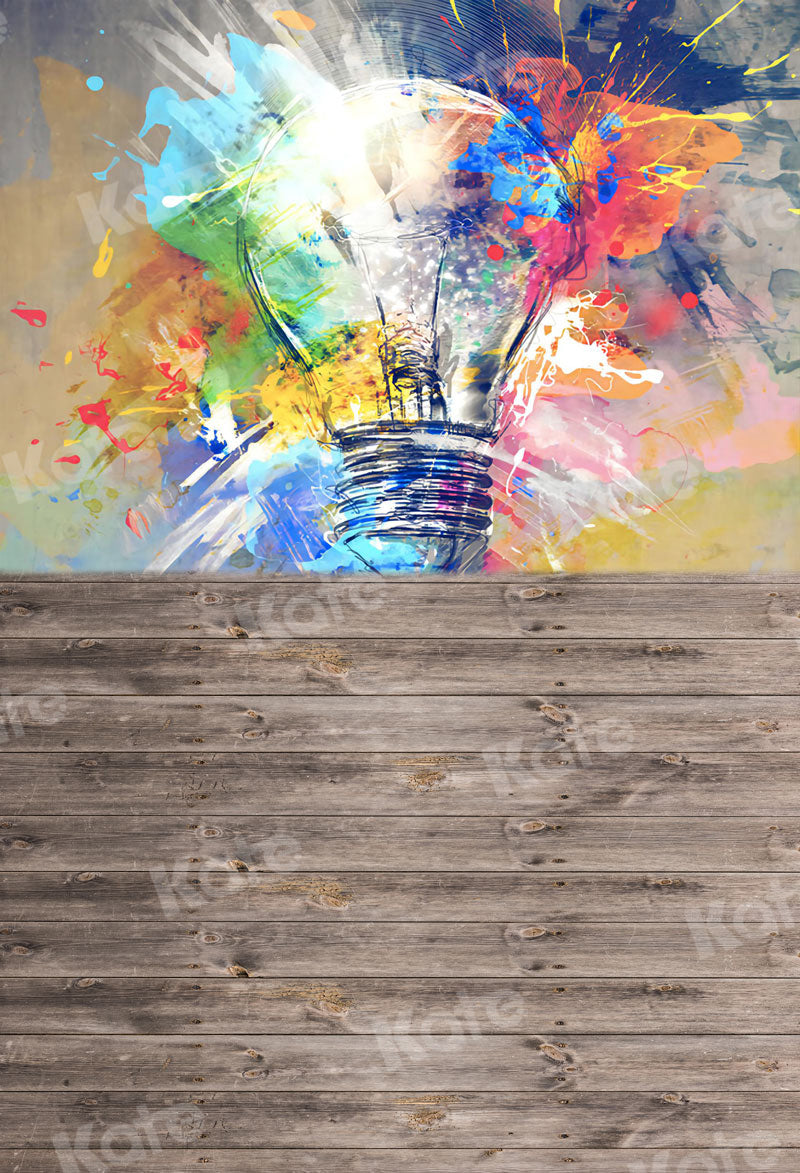 Kate Graffiti Backdrop Light Bulb Wood Grain for Photography - Kate Backdrop AU