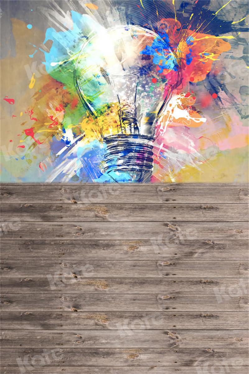 Kate Graffiti Backdrop Light Bulb Wood Grain for Photography - Kate Backdrop AU