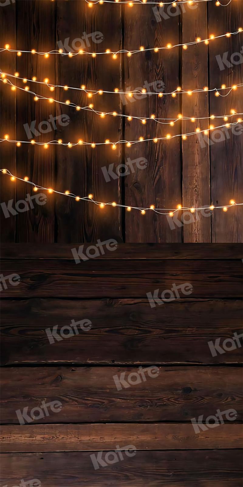 Kate Sweep Backdrop Wood Texture String Lights for Photography - Kate Backdrop AU