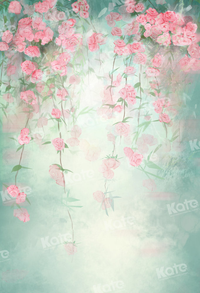 Kate Green Flowers Hand Painted Backdrop Fine Art Spring Designed by GQ - Kate Backdrop AU
