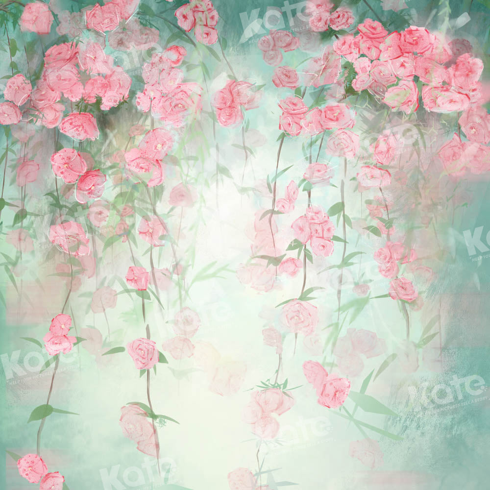 Kate Green Flowers Hand Painted Backdrop Fine Art Spring Designed by GQ - Kate Backdrop AU