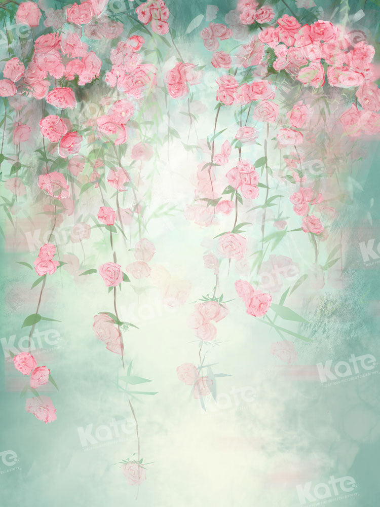 Kate Green Flowers Hand Painted Backdrop Fine Art Spring Designed by GQ - Kate Backdrop AU