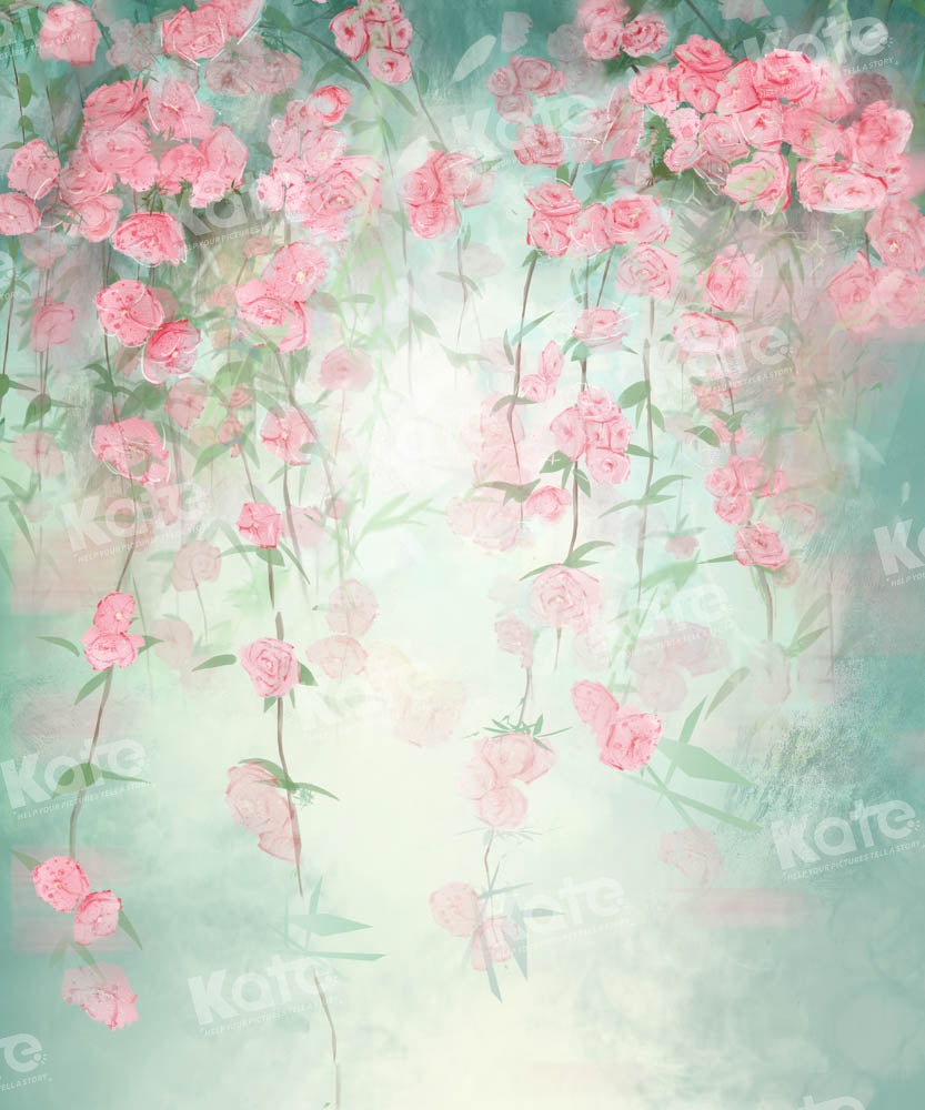 Kate Green Flowers Hand Painted Backdrop Fine Art Spring Designed by GQ - Kate Backdrop AU