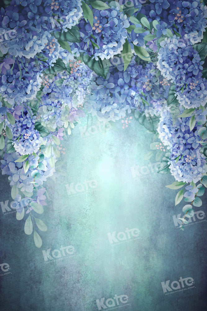 Kate Blue Backdrop Blooming Flowers Hand Painted Designed by GQ - Kate Backdrop AU