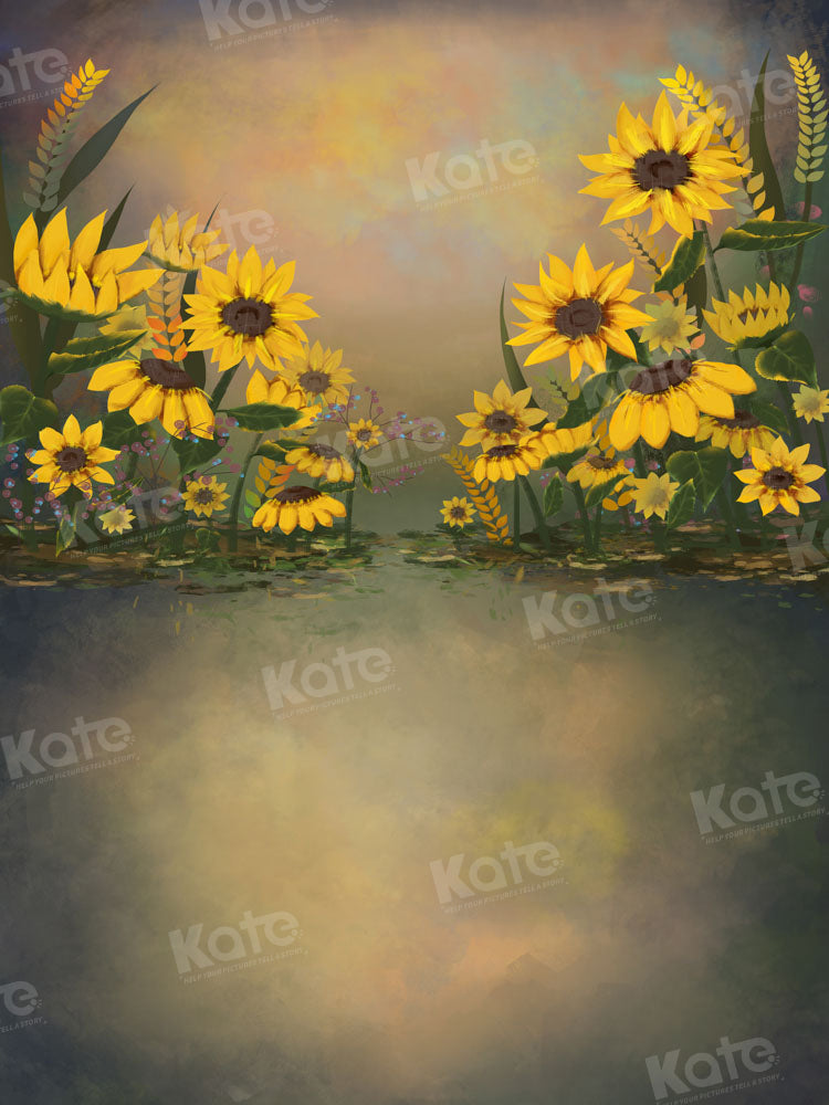 Kate Abstract Sunflower Backdrop Flowers Designed by GQ - Kate Backdrop AU
