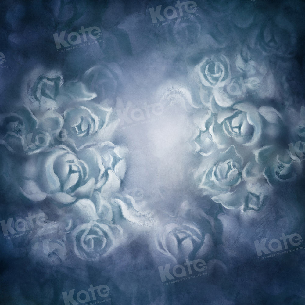 Kate Blue Fine Art Floral Backdrop Portrait Designed by GQ - Kate Backdrop AU