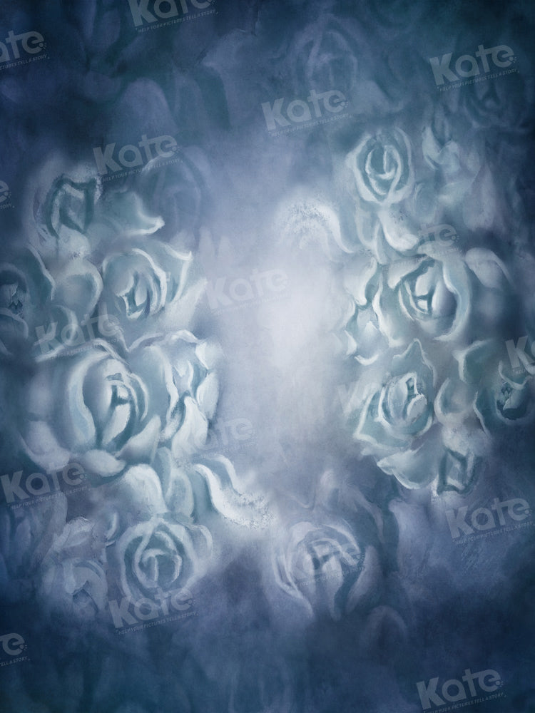 Kate Blue Fine Art Floral Backdrop Portrait Designed by GQ - Kate Backdrop AU