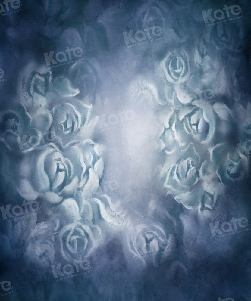 Kate Blue Fine Art Floral Backdrop Portrait Designed by GQ - Kate Backdrop AU