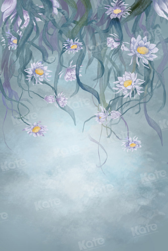 Kate Fine Art Floral Blue Grey Backdrop Designed by GQ - Kate Backdrop AU