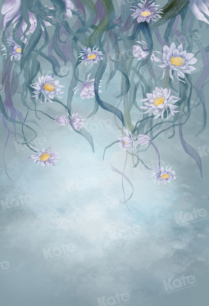 Kate Fine Art Floral Blue Grey Backdrop Designed by GQ - Kate Backdrop AU