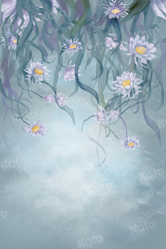 Kate Fine Art Floral Blue Grey Backdrop Designed by GQ - Kate Backdrop AU