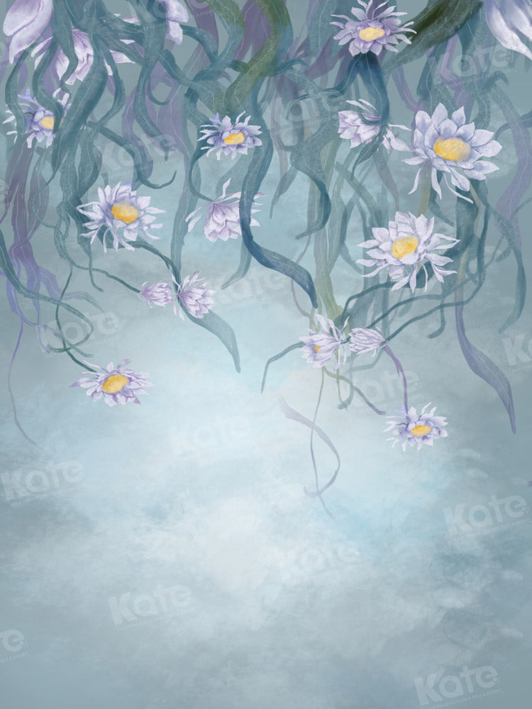 Kate Fine Art Floral Blue Grey Backdrop Designed by GQ - Kate Backdrop AU