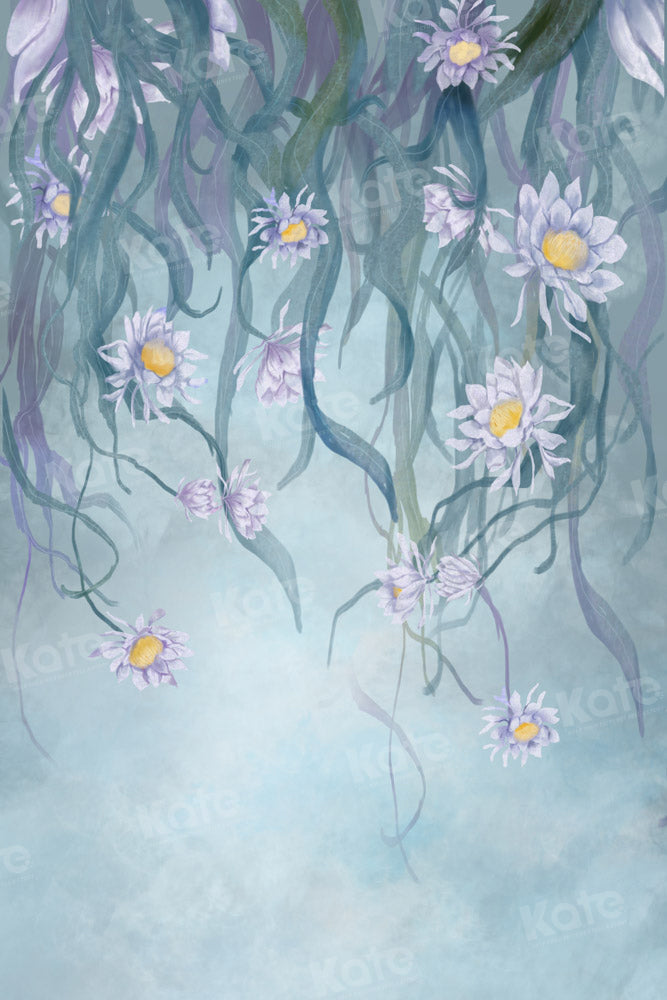 Kate Fine Art Portrait Backdrop Floral Blue Grey Designed by GQ - Kate Backdrop AU