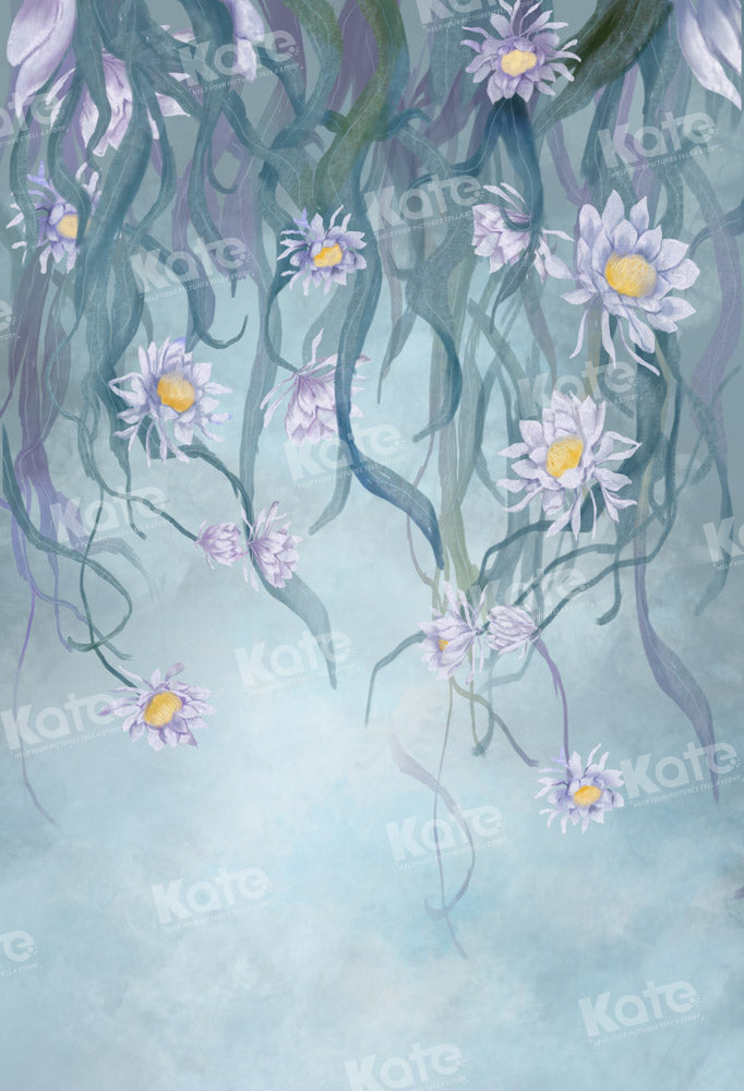 Kate Fine Art Portrait Backdrop Floral Blue Grey Designed by GQ - Kate Backdrop AU