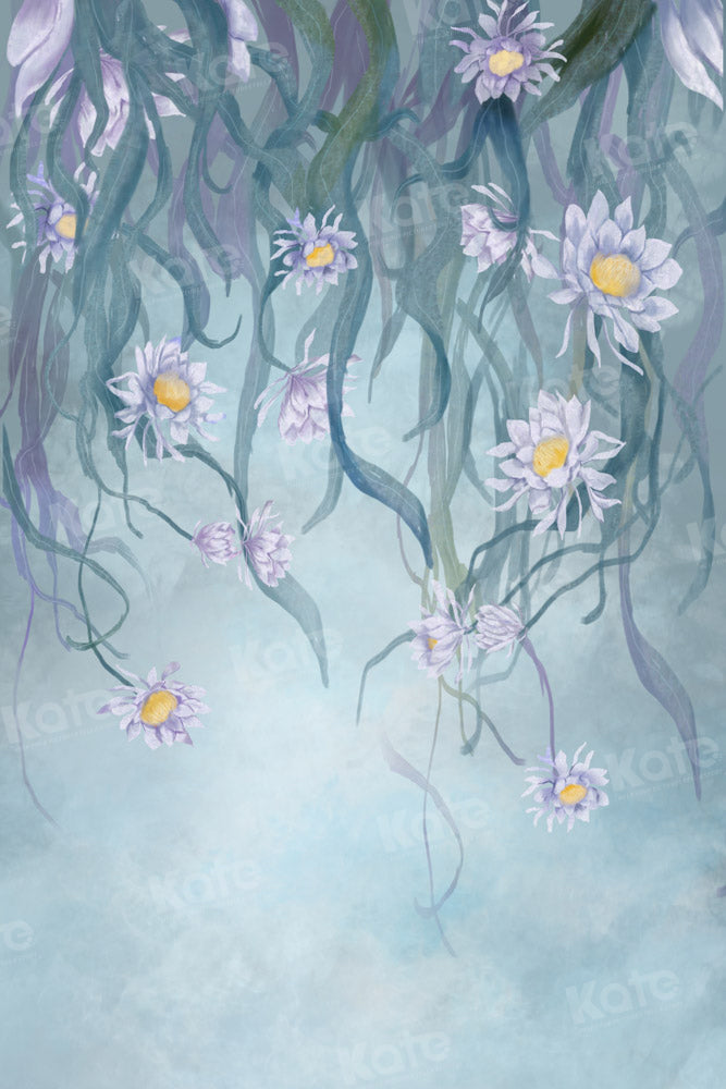 Kate Fine Art Portrait Backdrop Floral Blue Grey Designed by GQ - Kate Backdrop AU