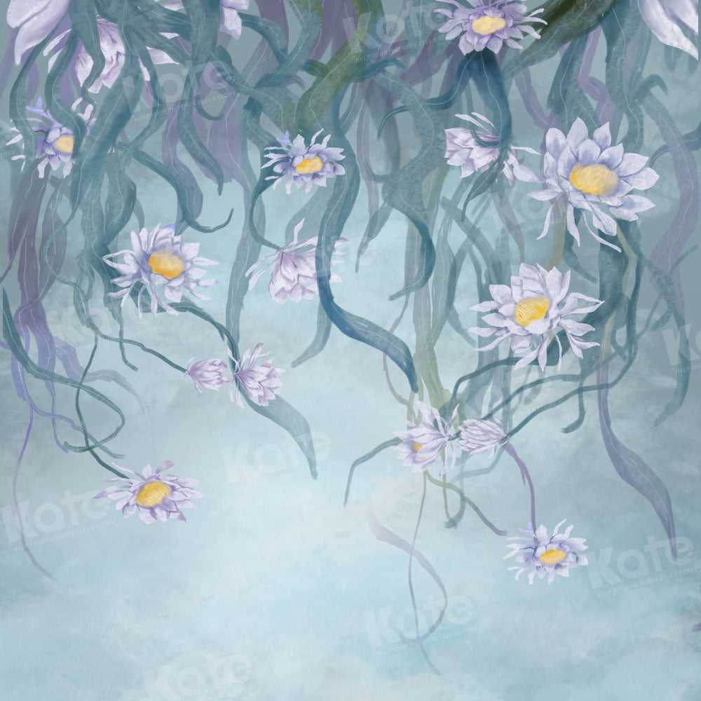 Kate Fine Art Portrait Backdrop Floral Blue Grey Designed by GQ - Kate Backdrop AU