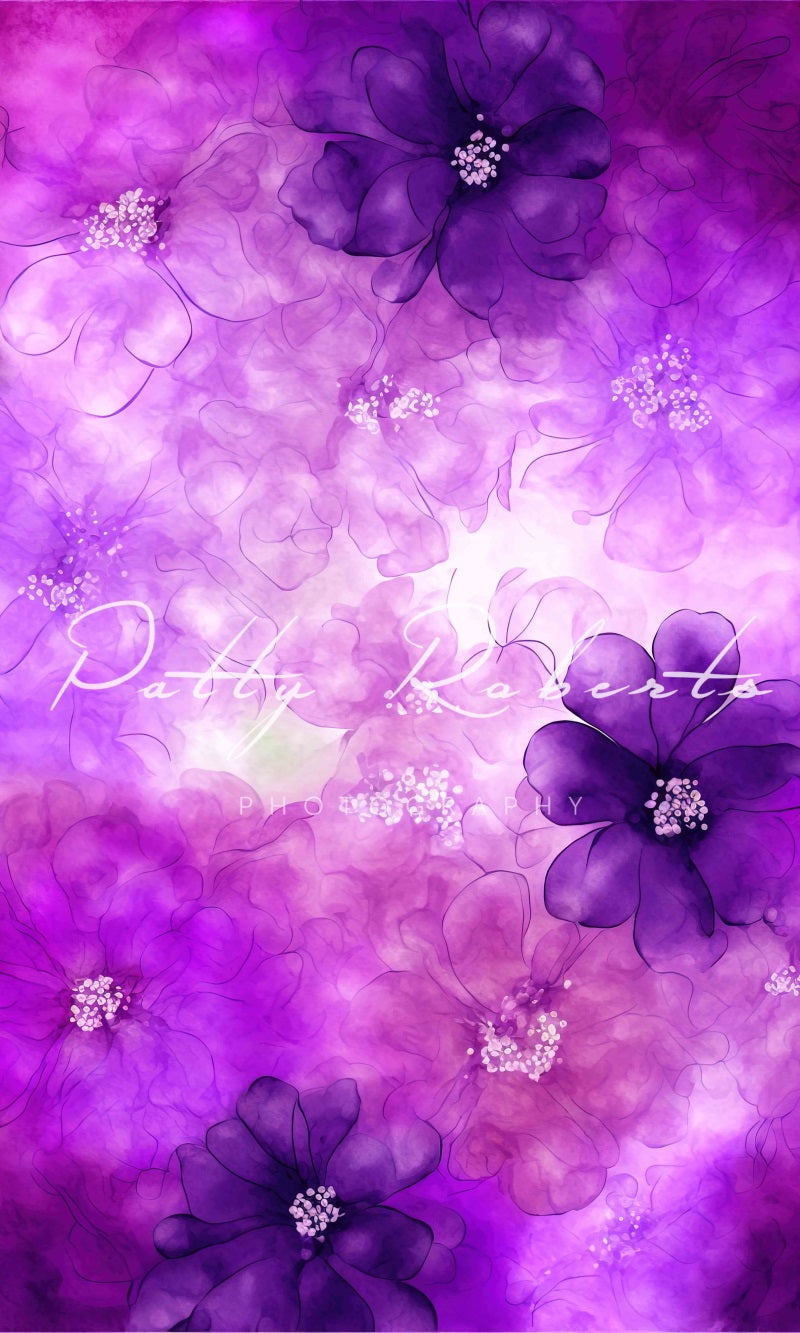 Kate Watercolor Wonders Backdrop Purple Flowers Texture Designed by Patty Robertss - Kate Backdrop AU