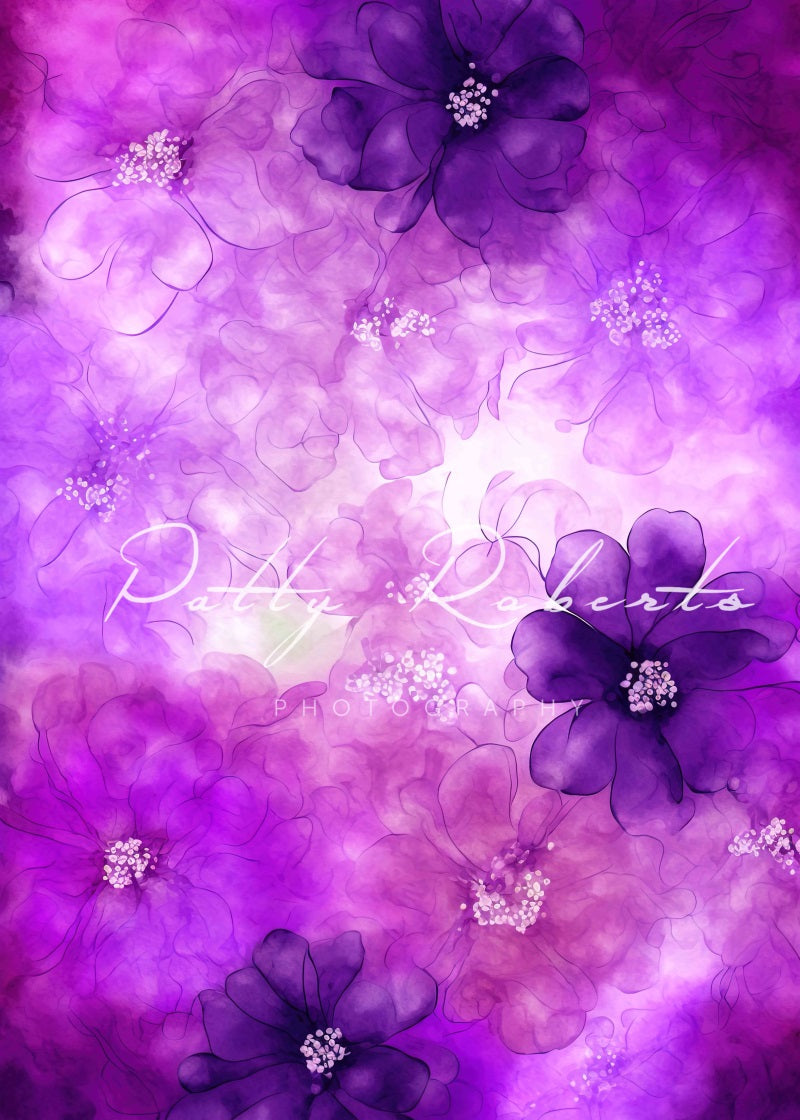 Kate Watercolor Wonders Backdrop Purple Flowers Texture Designed by Patty Robertss - Kate Backdrop AU
